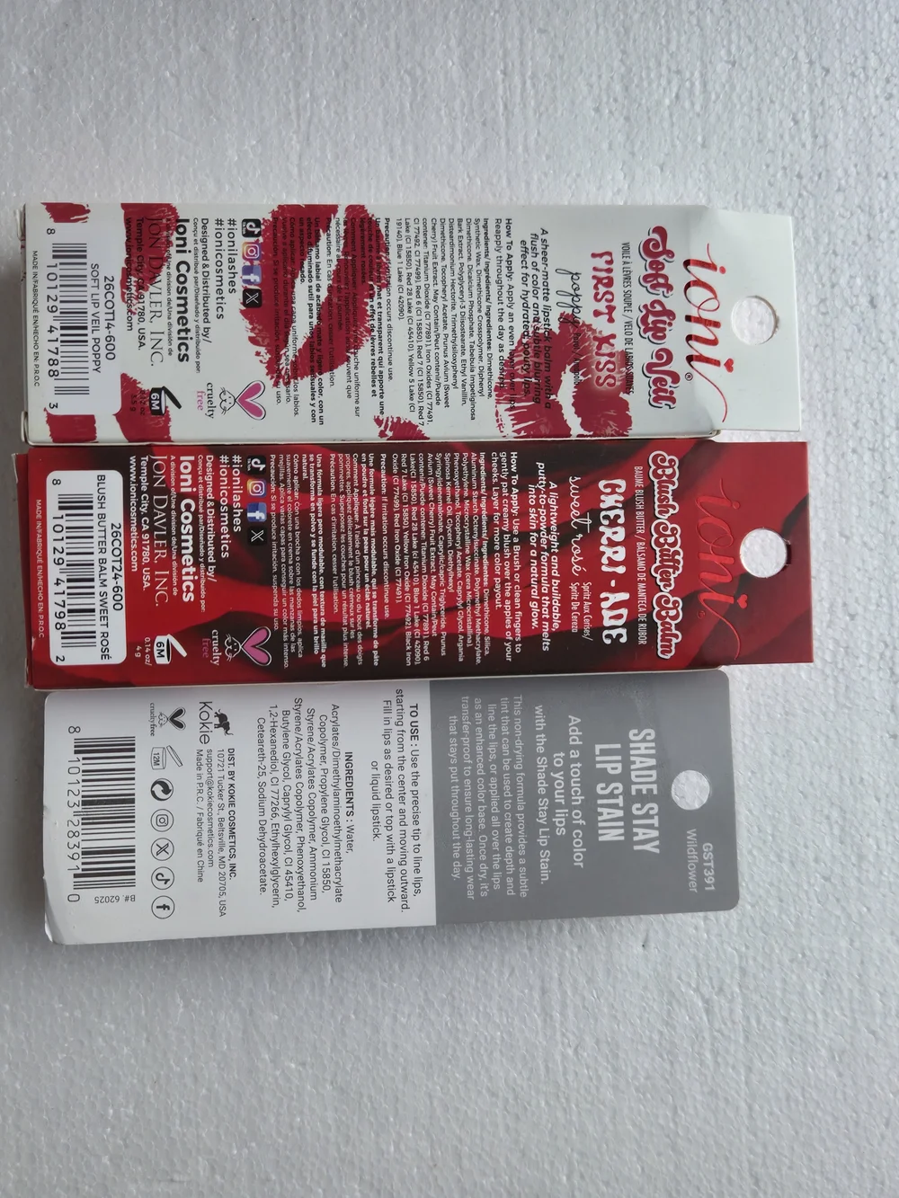 Vampy Lip/Cheek Bundle Kokie Wildflower Stain, Ioni Poppy Veil & Sweet Rosé Balm